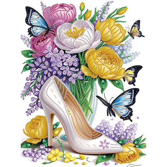 Flower High Heels - Special Shaped Drill Diamond Painting 30*40CM