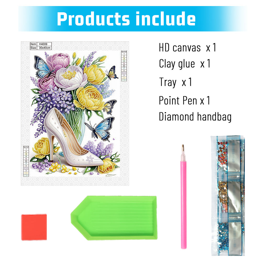 Flower High Heels - Special Shaped Drill Diamond Painting 30*40CM