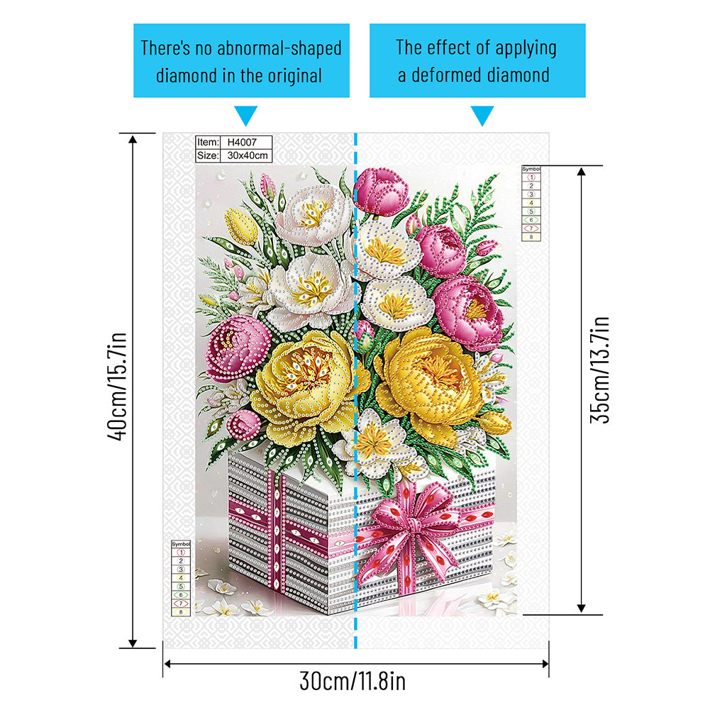 Flower Gift Box - Special Shaped Drill Diamond Painting 30*40CM