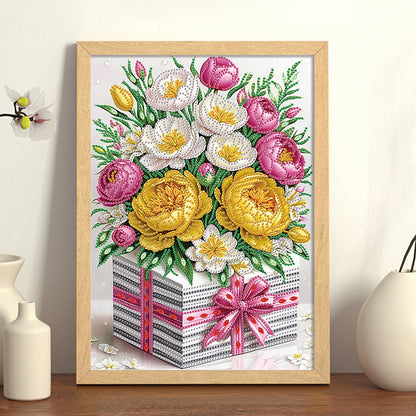 Flower Gift Box - Special Shaped Drill Diamond Painting 30*40CM