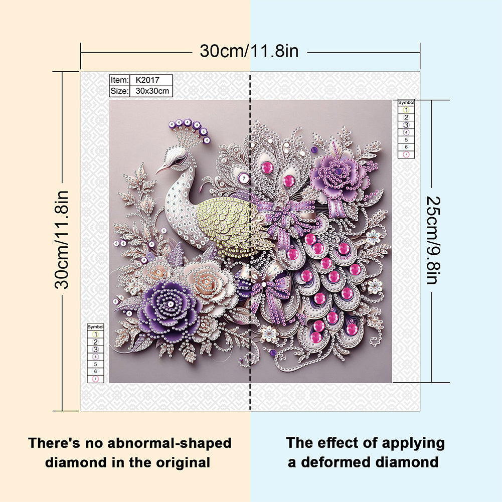 Peacock - Special Shaped Drill Diamond Painting 30*30CM