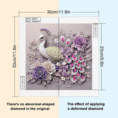 Peacock - Special Shaped Drill Diamond Painting 30*30CM