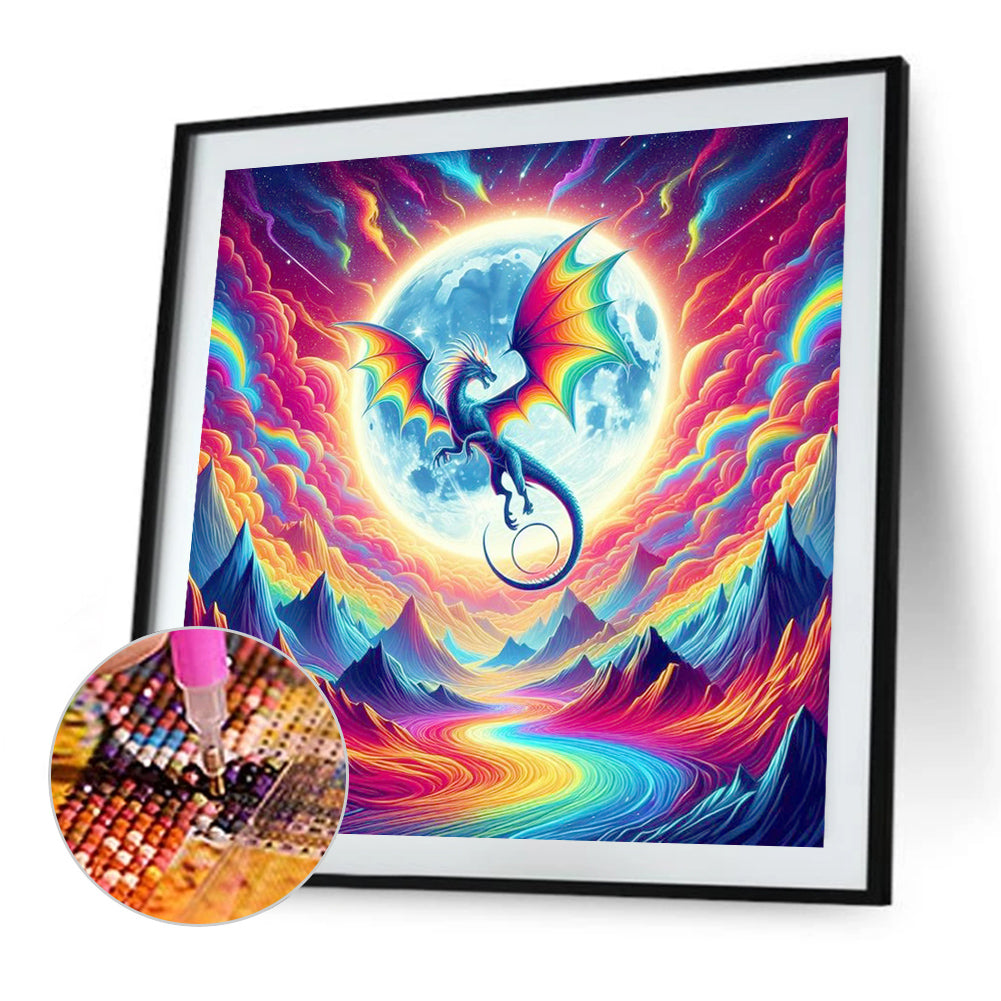 Flying Colorful Dragon - Full Round Drill Diamond Painting 40*40CM