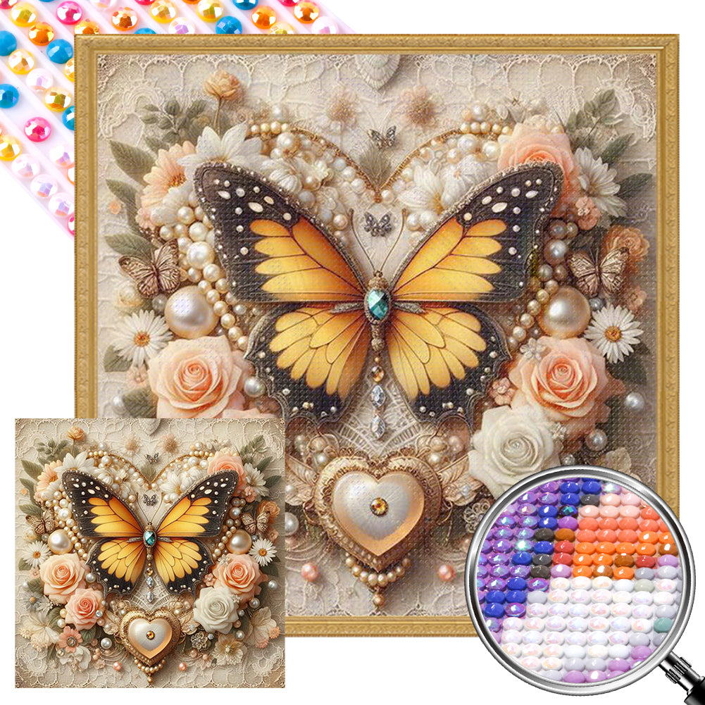 Butterfly - Full AB Round Drill Diamond Painting 30*30CM