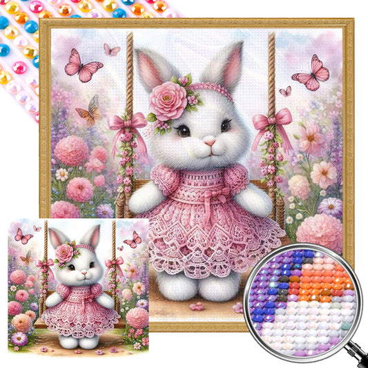 Rabbit On The Swing - Full AB Round Drill Diamond Painting 30*30CM