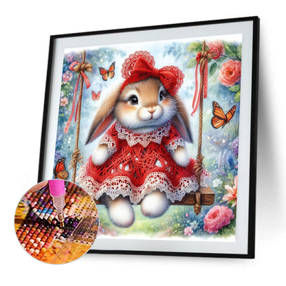 Rabbit On The Swing - Full AB Round Drill Diamond Painting 30*30CM