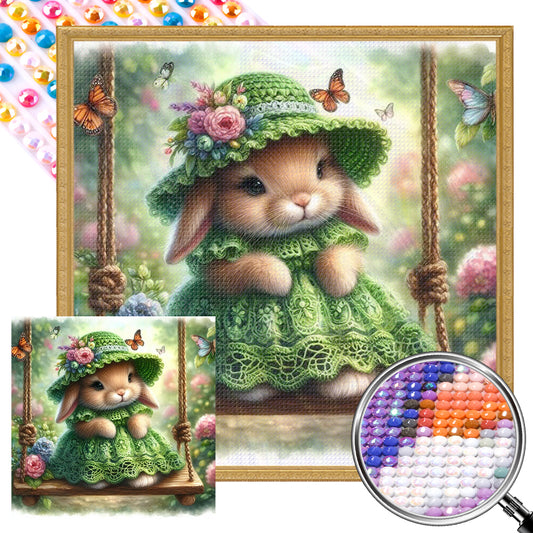 Rabbit On The Swing - Full AB Round Drill Diamond Painting 30*30CM