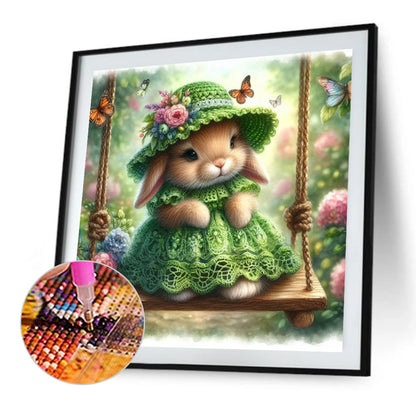 Rabbit On The Swing - Full AB Round Drill Diamond Painting 30*30CM