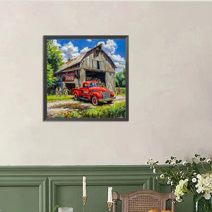 Village Red Classic Car - Full Round Drill Diamond Painting 40*40CM