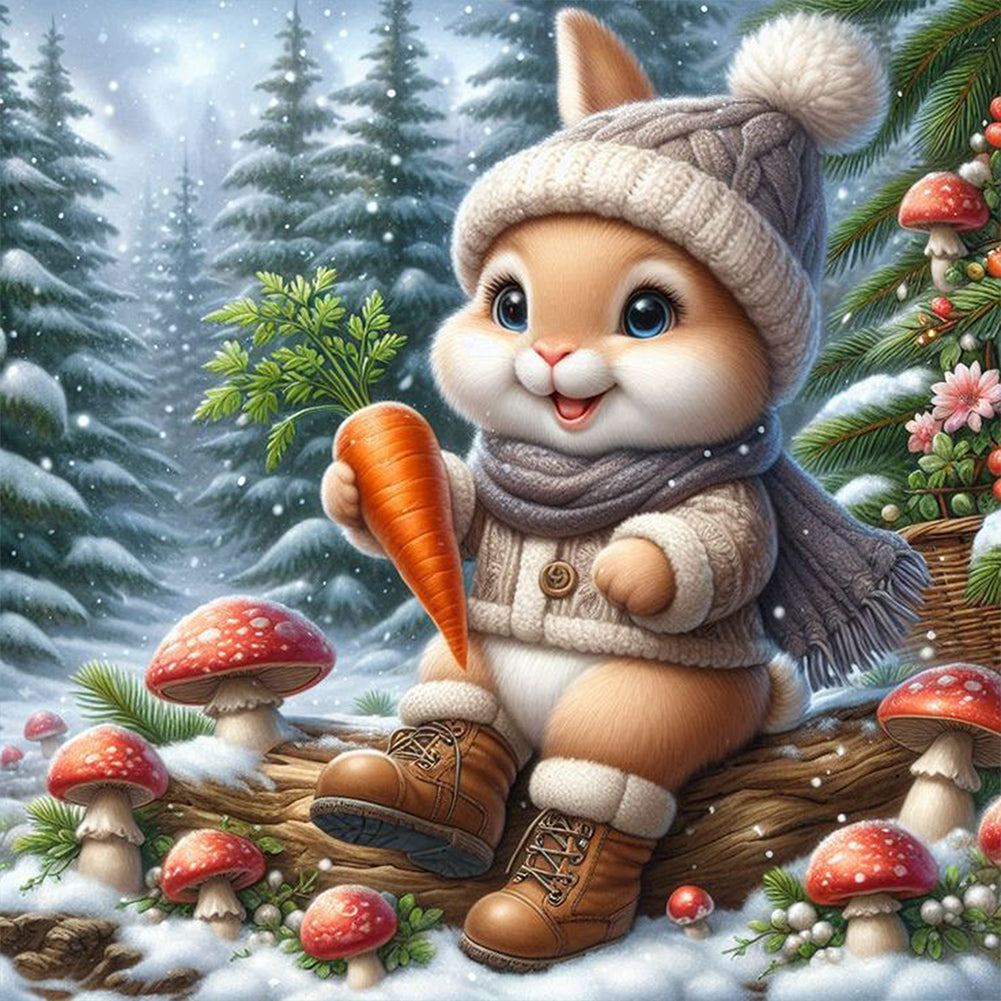 Snow Bunny - Full AB Round Drill Diamond Painting 30*30CM