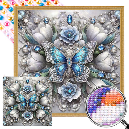 White Butterfly - Full AB Round Drill Diamond Painting 30*30CM