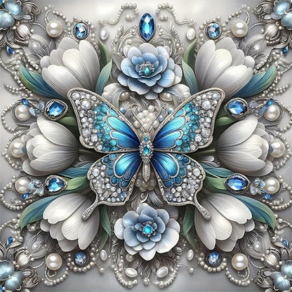 White Butterfly - Full AB Round Drill Diamond Painting 30*30CM