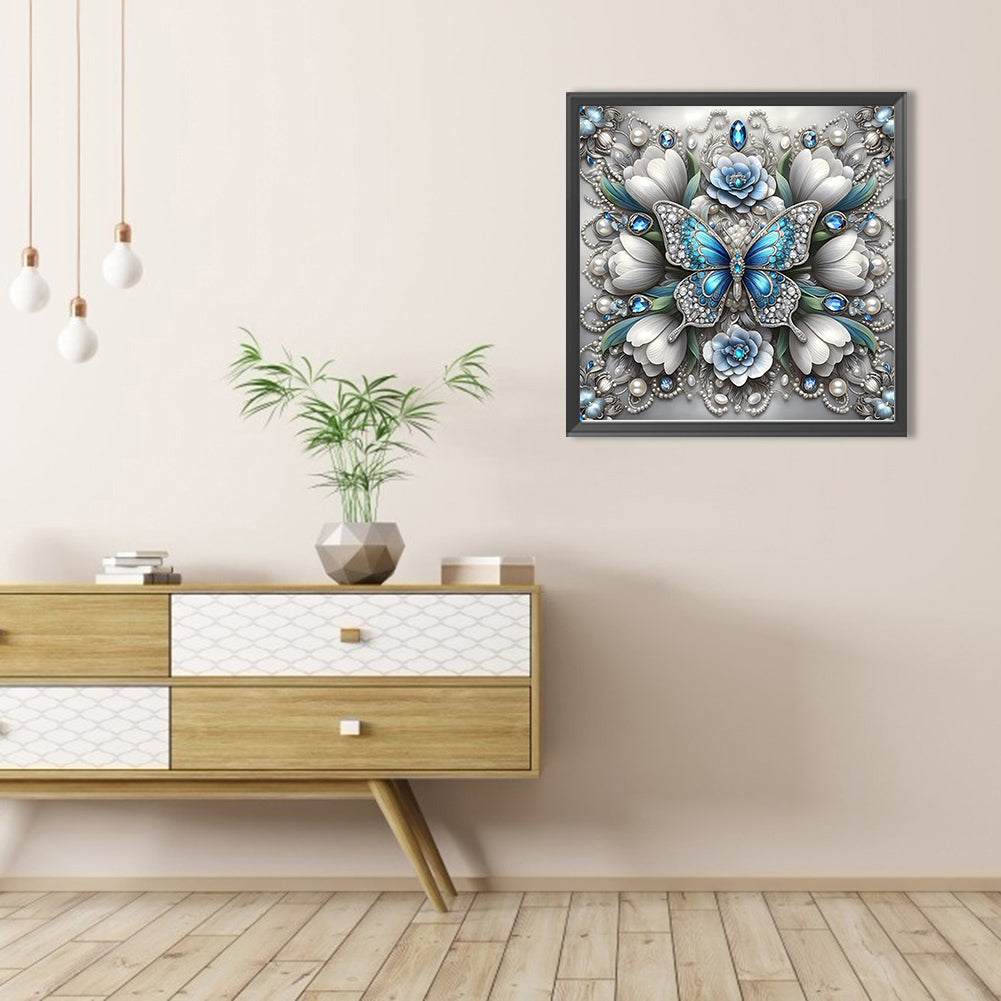 White Butterfly - Full AB Round Drill Diamond Painting 30*30CM