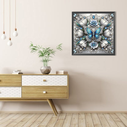 White Butterfly - Full AB Round Drill Diamond Painting 30*30CM