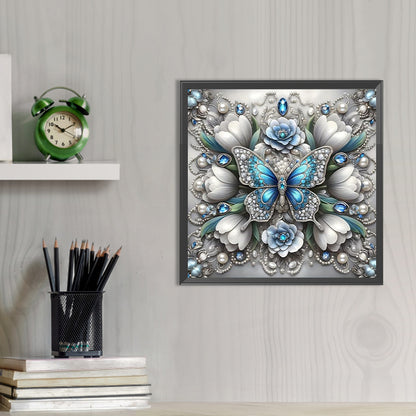 White Butterfly - Full AB Round Drill Diamond Painting 30*30CM