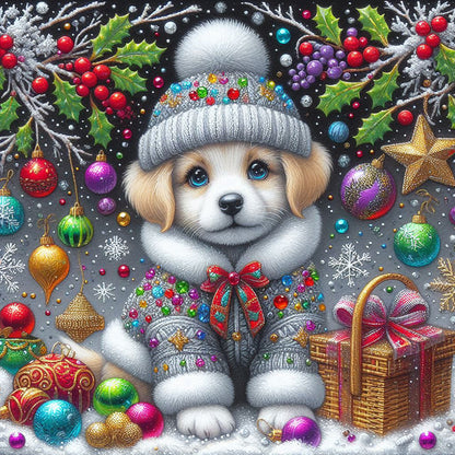 Christmas Dog - Full Round Drill Diamond Painting 40*40CM