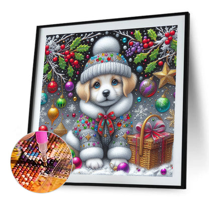 Christmas Dog - Full Round Drill Diamond Painting 40*40CM