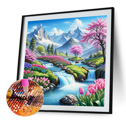 Landscape, Flowers And Birds - Full Round Drill Diamond Painting 50*50CM