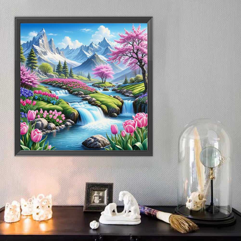 Landscape, Flowers And Birds - Full Round Drill Diamond Painting 50*50CM