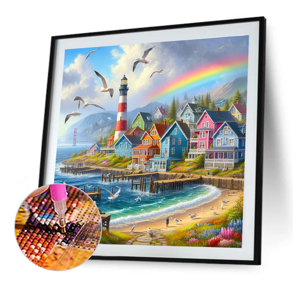 Seaside Town - Full Round Drill Diamond Painting 50*50CM