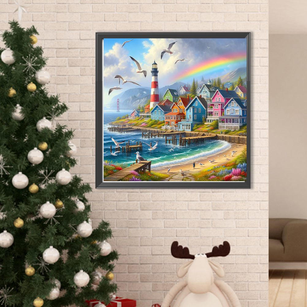 Seaside Town - Full Round Drill Diamond Painting 50*50CM