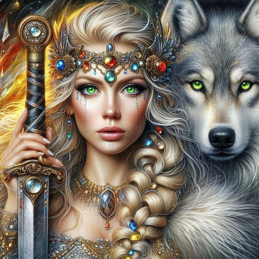 Beauty And The Wolf - Full Round Drill Diamond Painting 40*40CM