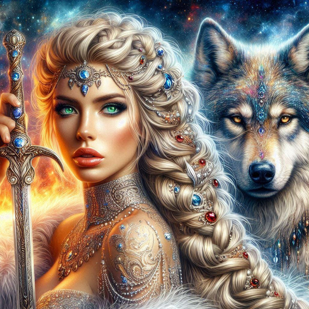 Beauty And The Wolf - Full Round Drill Diamond Painting 40*40CM