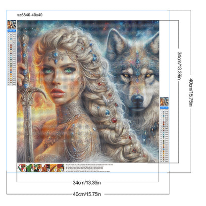 Beauty And The Wolf - Full Round Drill Diamond Painting 40*40CM