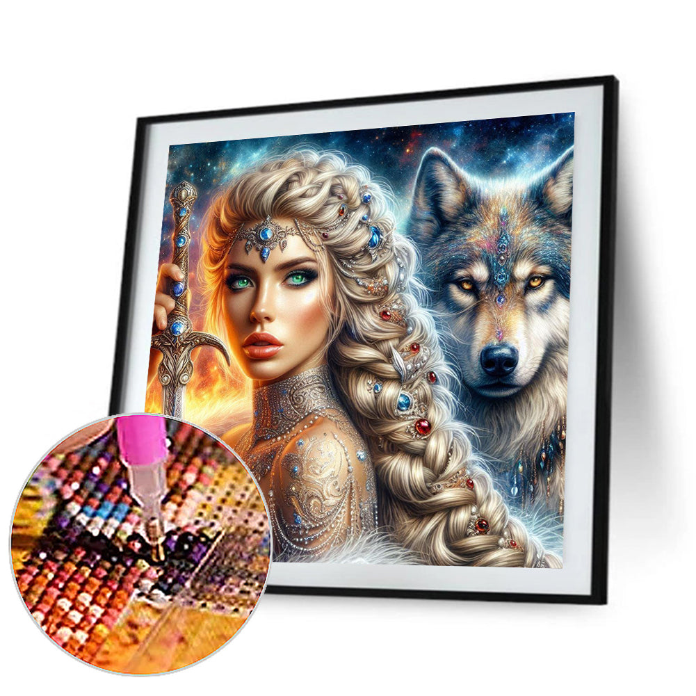 Beauty And The Wolf - Full Round Drill Diamond Painting 40*40CM