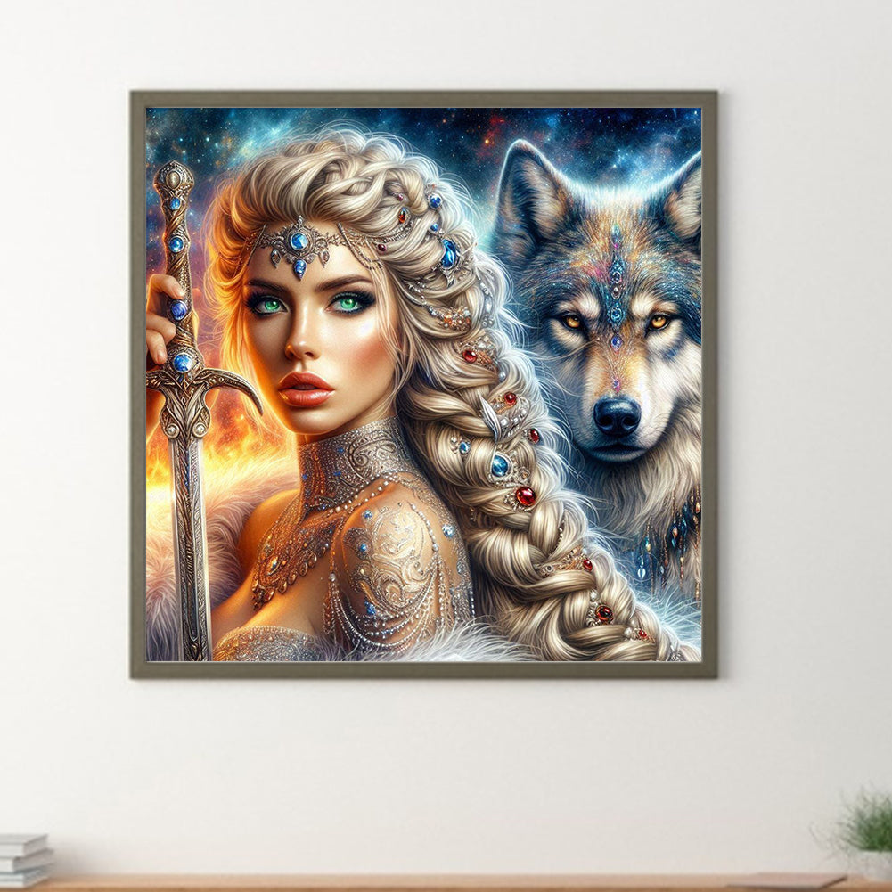 Beauty And The Wolf - Full Round Drill Diamond Painting 40*40CM