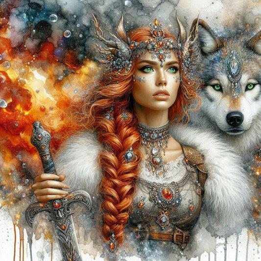 Beauty And The Wolf - Full Round Drill Diamond Painting 40*40CM