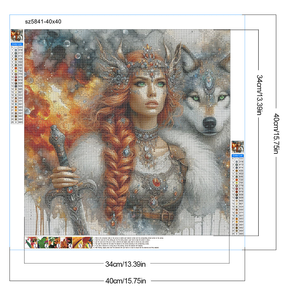 Beauty And The Wolf - Full Round Drill Diamond Painting 40*40CM