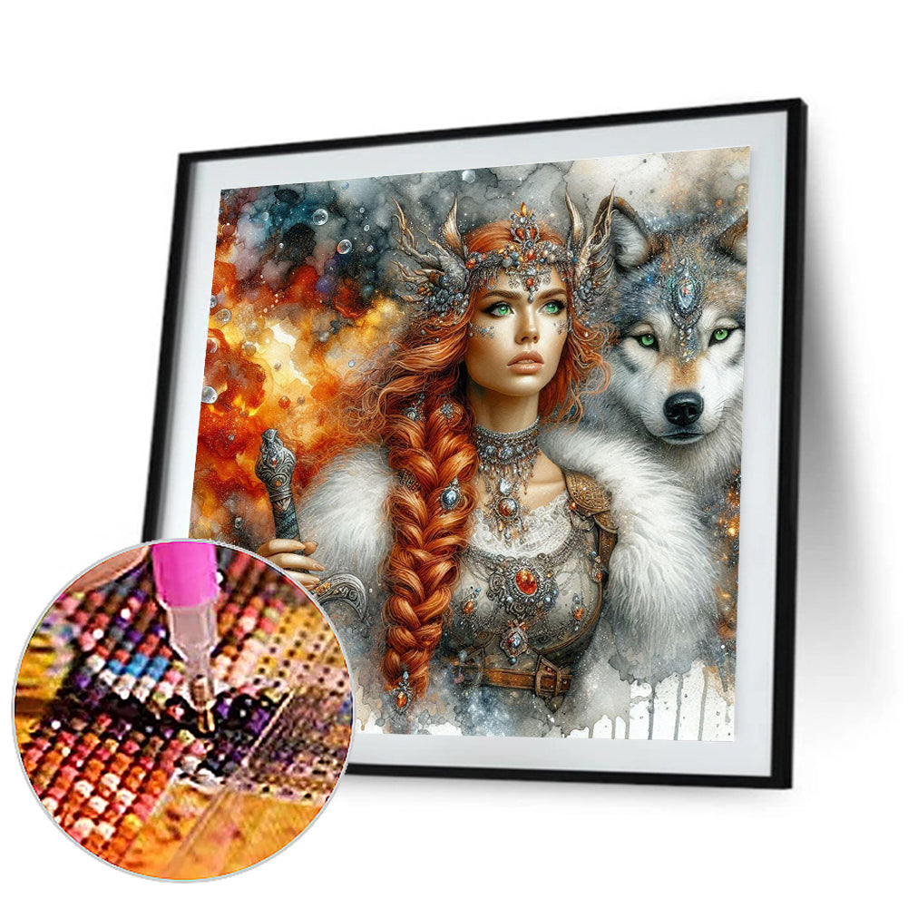 Beauty And The Wolf - Full Round Drill Diamond Painting 40*40CM