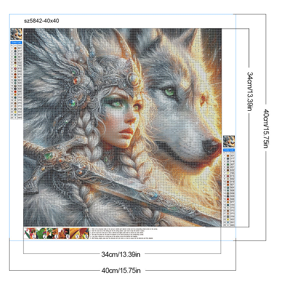 Beauty And The Wolf - Full Round Drill Diamond Painting 40*40CM