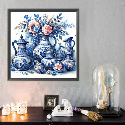 Blue And White Porcelain - Full Round Drill Diamond Painting 40*40CM