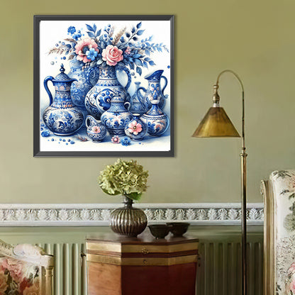 Blue And White Porcelain - Full Round Drill Diamond Painting 40*40CM