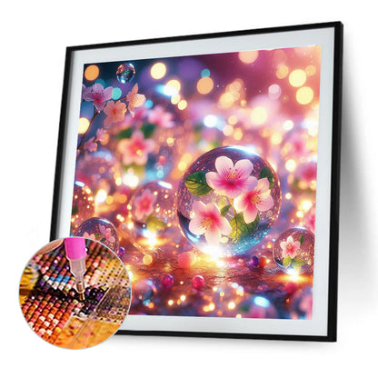 Dreamy Crystal Peach Blossom - Full Round Drill Diamond Painting 40*40CM