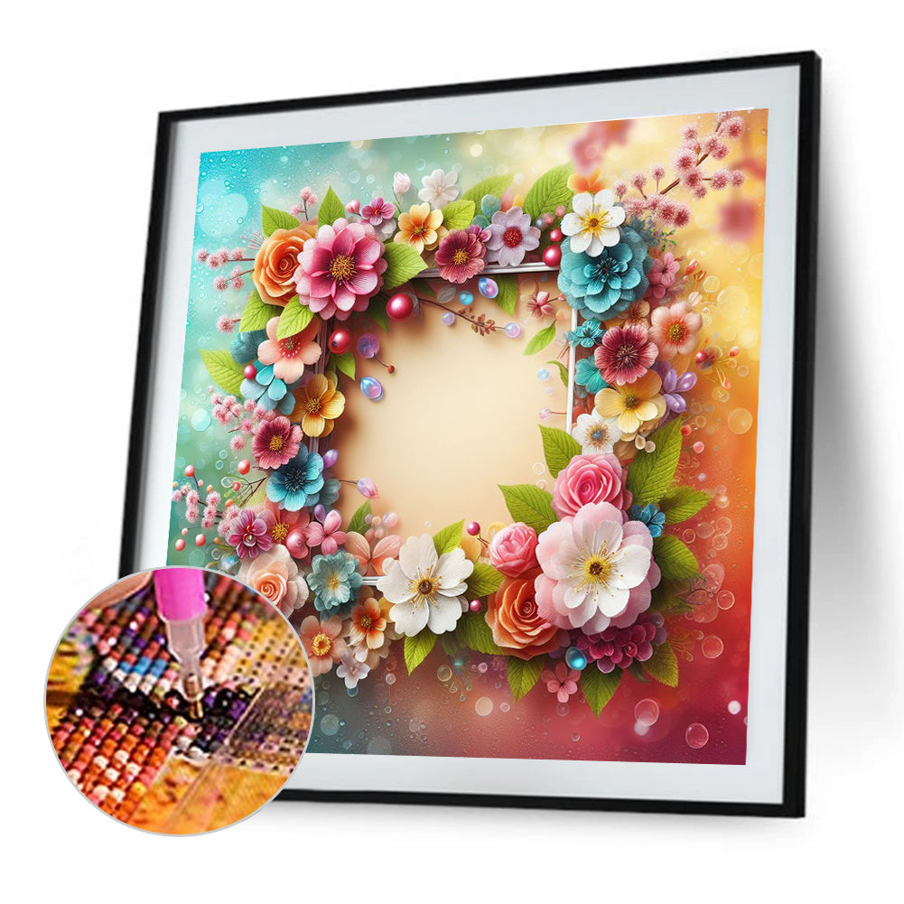 Square Wreath - Full Round Drill Diamond Painting 40*40CM