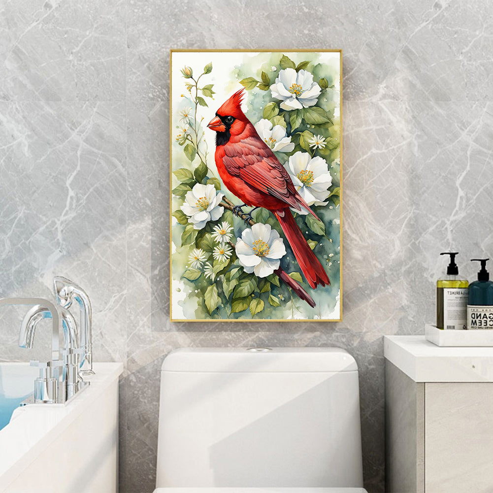 White Cardinal - Full Round Drill Diamond Painting 40*60CM