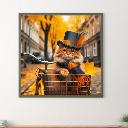 Cat In Hat - Full Round Drill Diamond Painting 40*40CM