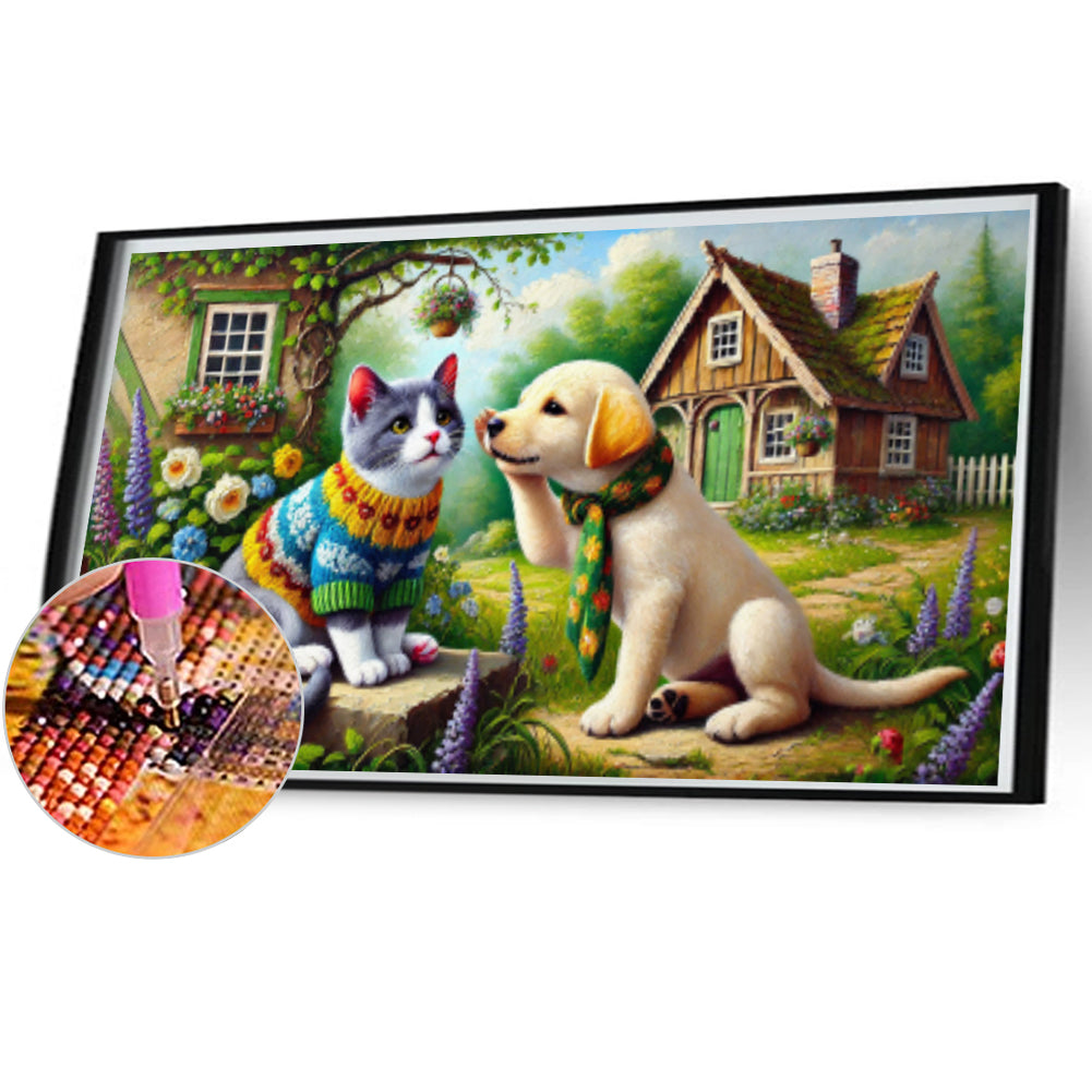 Cats And Dogs - Full AB Round Drill Diamond Painting 45*75CM