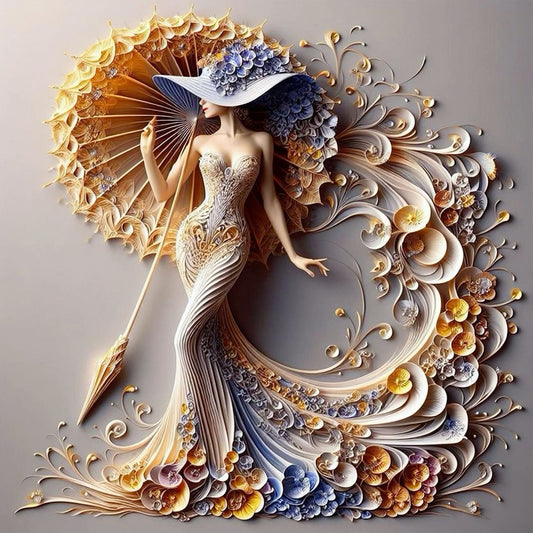 Temperament Girl - Full Round Drill Diamond Painting 40*40CM