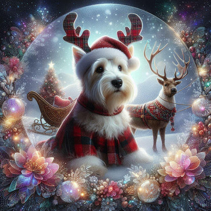 Christmas Puppy - Full Round Drill Diamond Painting 40*40CM