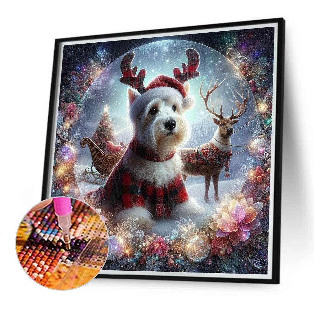 Christmas Puppy - Full Round Drill Diamond Painting 40*40CM