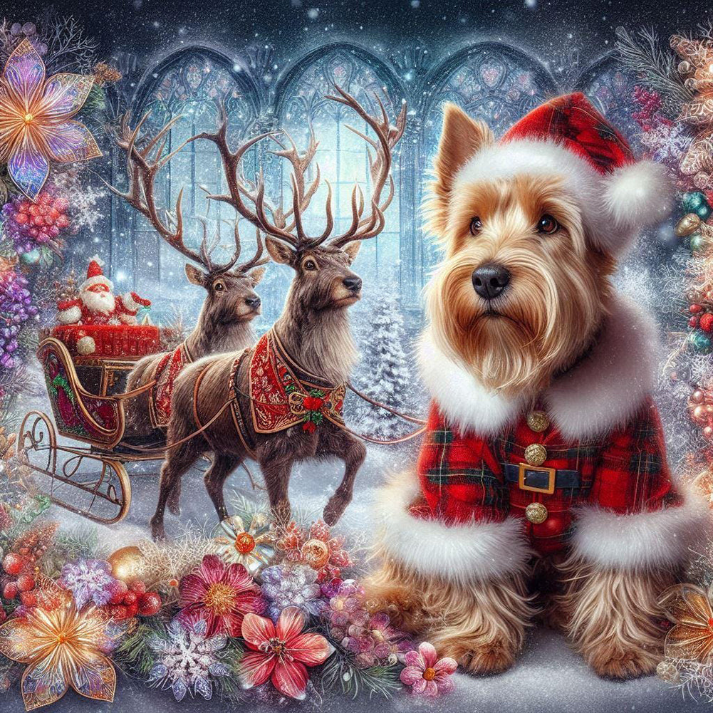 Christmas Puppy - Full Round Drill Diamond Painting 40*40CM