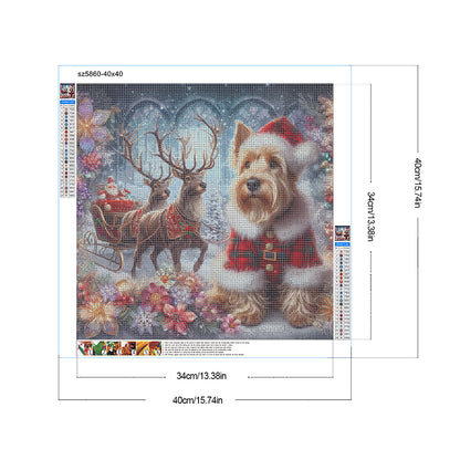 Christmas Puppy - Full Round Drill Diamond Painting 40*40CM