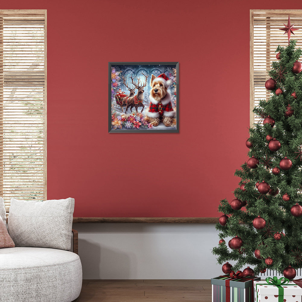 Christmas Puppy - Full Round Drill Diamond Painting 40*40CM