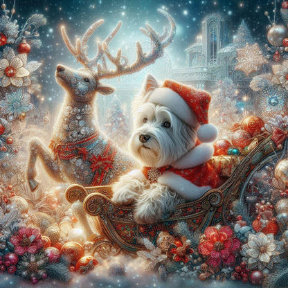 Christmas Puppy - Full Round Drill Diamond Painting 40*40CM