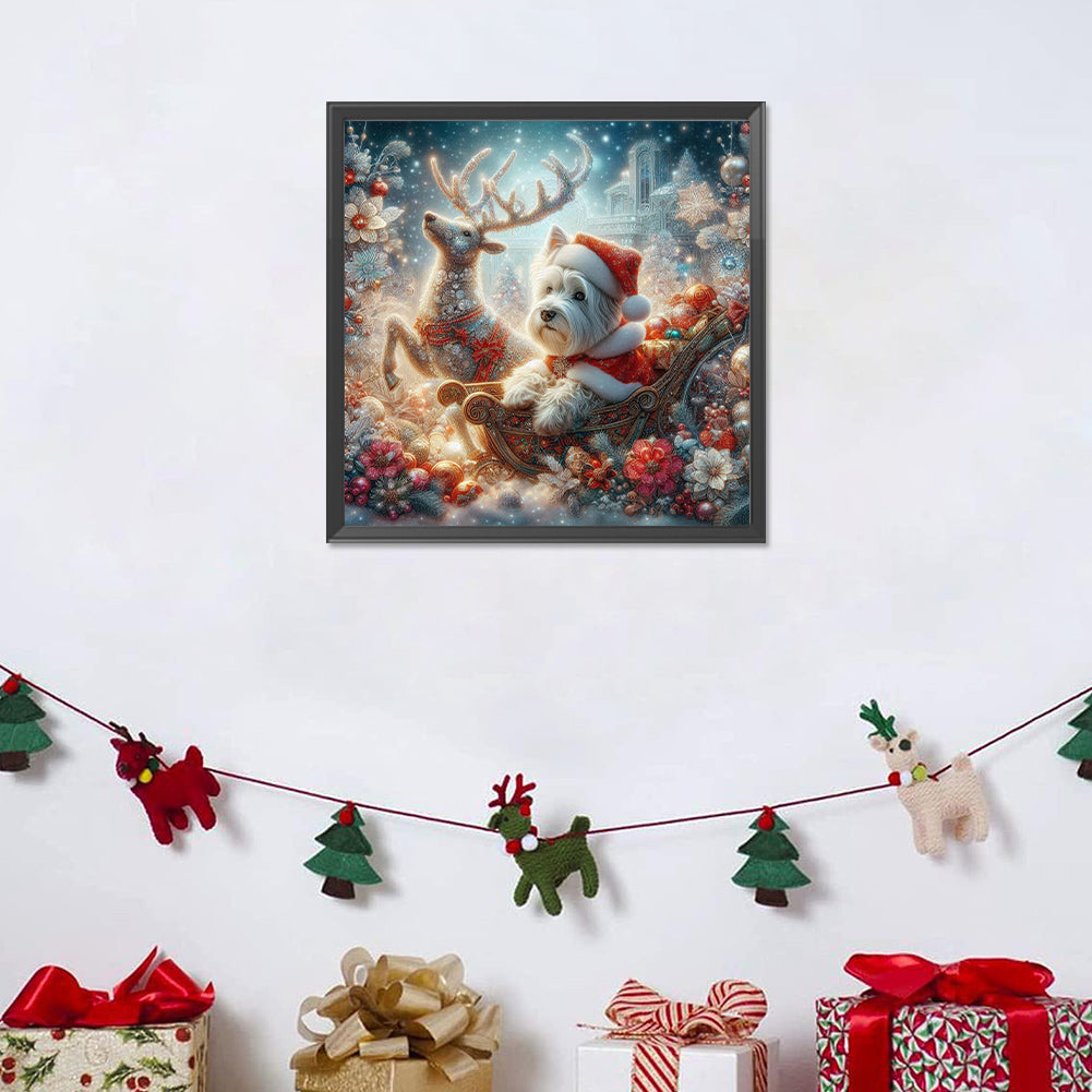 Christmas Puppy - Full Round Drill Diamond Painting 40*40CM