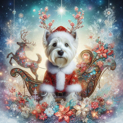 Christmas Puppy - Full Round Drill Diamond Painting 40*40CM